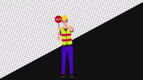 Man Holding a Stop Sign | Alpha Channel