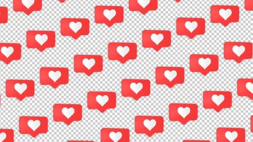 Heart Messages on Alpha Channel, Social Media Reaction, Loop - Pack