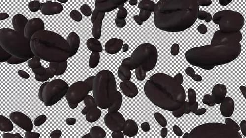 3D Coffee Beans Falling Animation