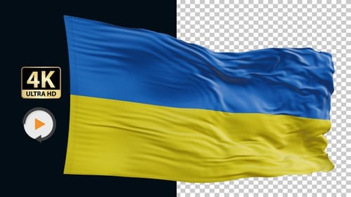 Flagge der Ukraine 4K Loop Alpha