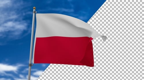 Realistic 3D Poland Flag Waving