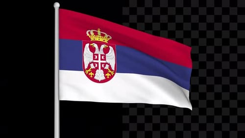 Serbia Flag Waving Realistic Animation