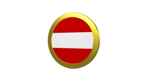 Austria Flag With Gold Coin Loop Alpha