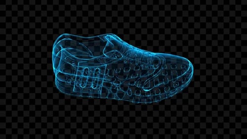 Futuristic Holographic Running Shoe 3D Wireframe Rotation