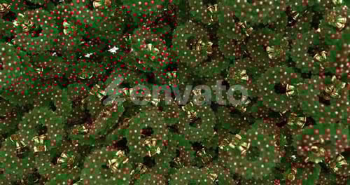 Falling Christmas Wreaths with Golden Bells and Red Berries