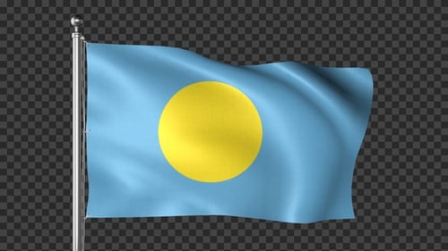 Realistic Palau National Flag Waving with Alpha Channel
