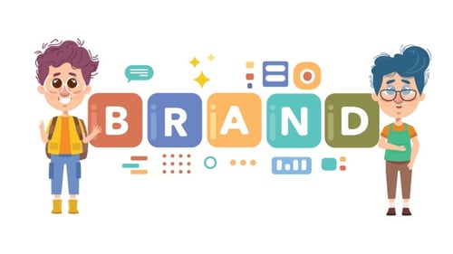 Flat Design Brand Logo Reveal with Animated Characters