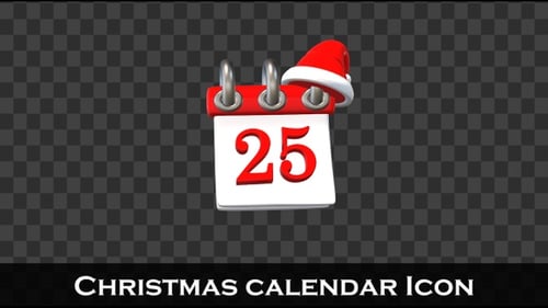 3D Animated Christmas Calendar Icon with Santa Hat