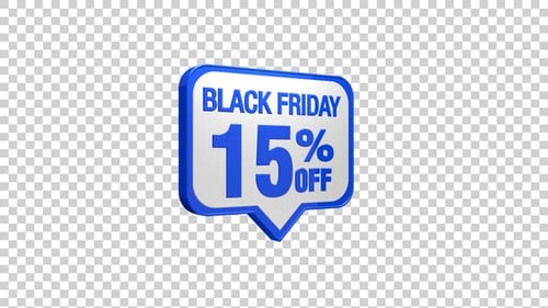 Black Friday 15 Percent Off 3D Animated Sales Tag