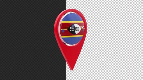 Eswatini Flag 3D Location Pin Animation
