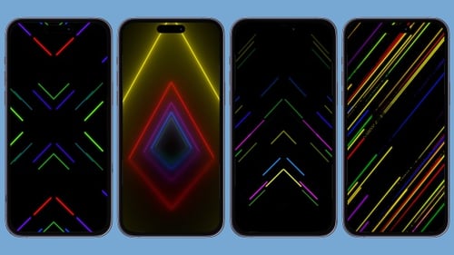 Vibrant Neon Lines Geometric Patterns Abstract Background