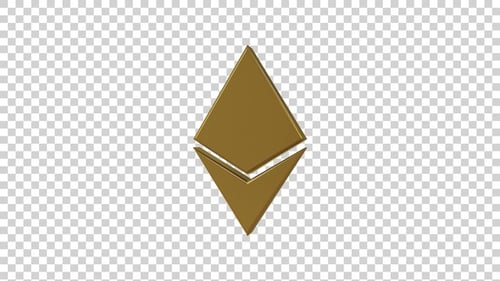 Rotating 3D Golden Ethereum Cryptocurrency Logo