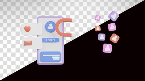 Social Media Marketing Magnet Attracting Users Animation