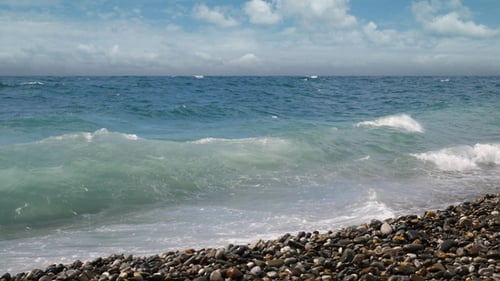 Sea Surf On The Beach And Horizon