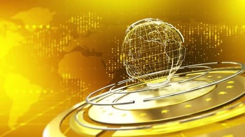 Spinning Global News Intro with Animated Earth and Rings