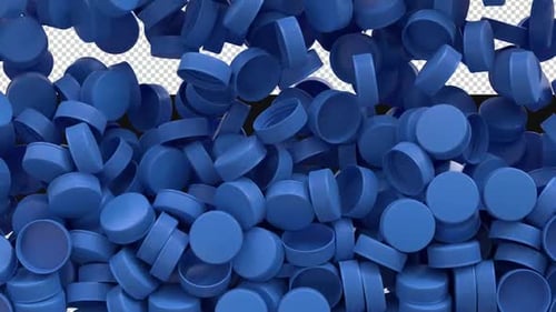 3D Blue Bottle Caps Transition