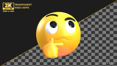 3D Thinking Emoji Character Animation