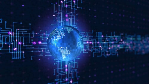 Digital Electric Circuit Globe 3 Backgrounds 4k