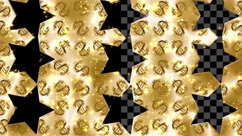 Golden Dollar and Euro Symbols Animated Transitions and Overlays