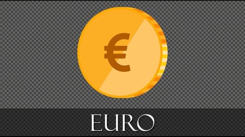 Animated Spinning Euro Coin Flat Design Financial Icon