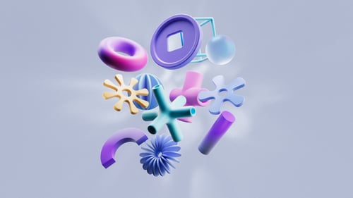 Dynamic Abstract 3D Shapes Floating and Rotating Background