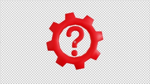 Modern 3D Rotating Gear Question Mark Icon