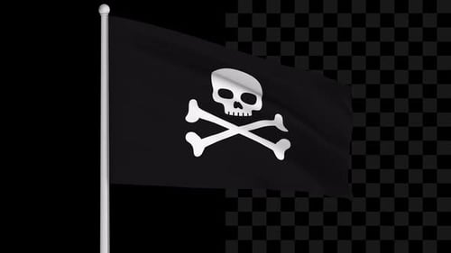 Realistic Jolly Roger Pirate Flag Waving Animation