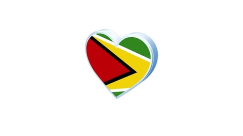 3D Animated Guyana Flag Heart with Alpha Channel