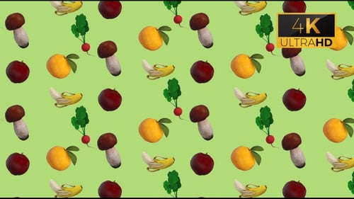 Hintergrundanimation mit nahtlosem Muster und Schleife für Fruchtsymbole