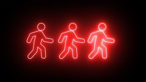 Walking Man Neon Signal Animation Background Loop V2