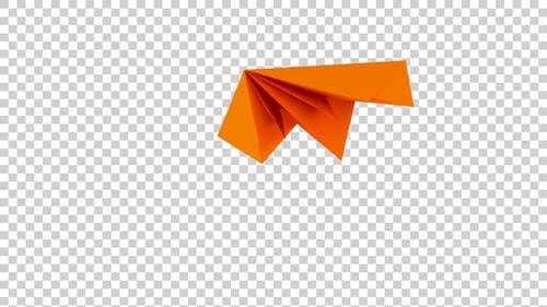 Animated Orange Paper Airplane Folding and Flying