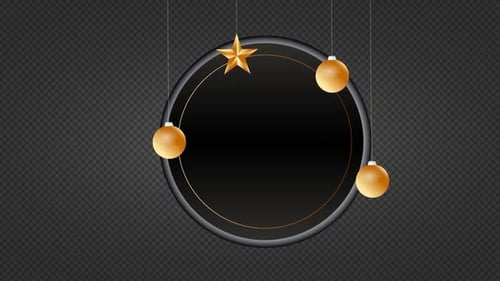 Elegant Golden Christmas Ornaments Circle Frame Animation