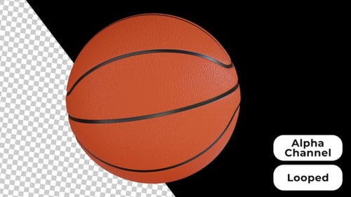 Animierter 3D-Basketball | Alpha Channel