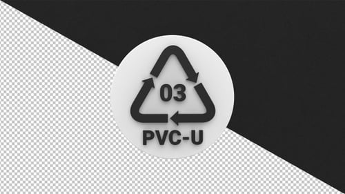 Animated 3D PVC-U Plastic Recycling Symbol Icon