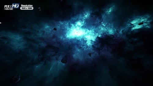 Flying Through Cosmic Nebula and Asteroids Background Animation