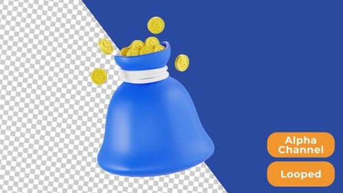 3D Animated Dollar Sack | Alpha Channel