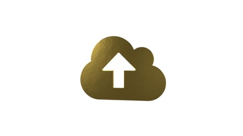 Rotating Gold 3D Cloud Upload Icon