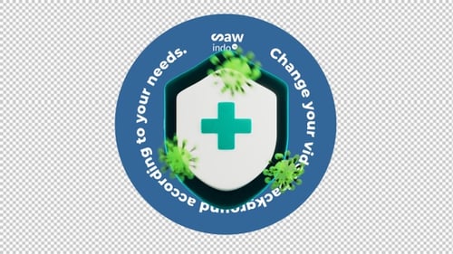 3D Animation Virus Protection Transparent Background Loop