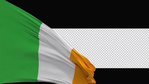 Realistic Irish Flag Unfurling Animation with Alpha Channel