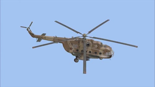 Rotating Military Helicopter Alpha Channel 3D Model