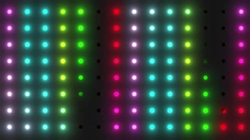 Colorful Grid of Glowing LED Lights Animated Background