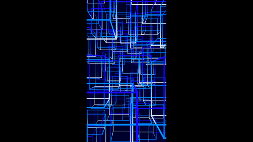 Fondo de cubos de neón abstracto con degradado azul de vídeo vertical