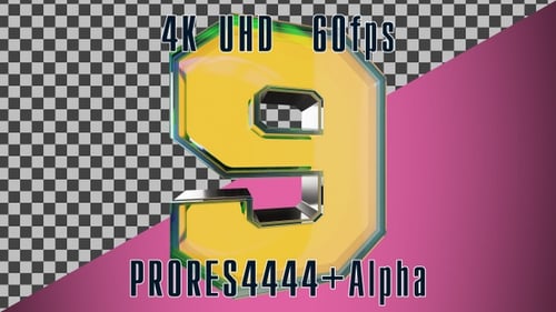 3D Number 9 animation | UHD | 60fps | Alpha channel