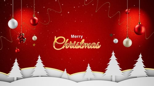 Festive Christmas Ornaments and Snowfall Background Loop