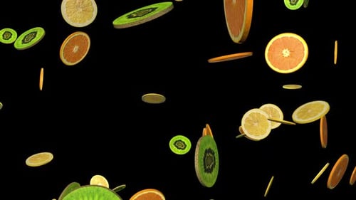 Falling Fruit Slices Realistic Animated Loop