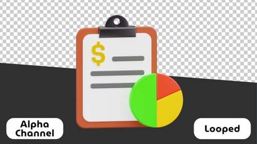 3D Animated Financial Budget with Pie Chart | Alpha Channel