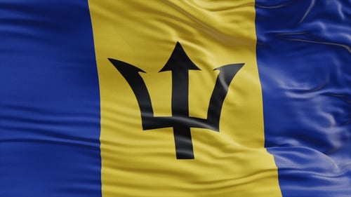Realistic Waving Flag of Barbados