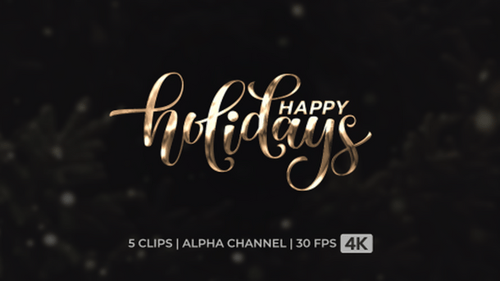 Colorful Happy Holidays Calligraphy Text Animation Pack