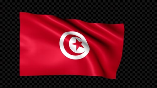 Realistic Waving Flag of Tunisia with Alpha Channel