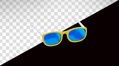 3D Animated Yellow Sunglasses Rotating Smoothly